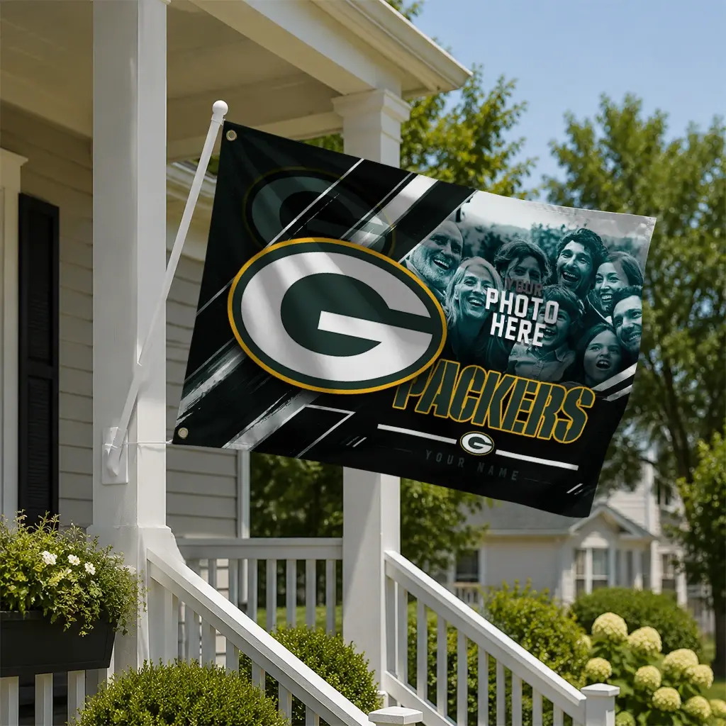 Green Bay Packers House Flag Personalized Diagonal Stripes Green New Arrival Green Bay Packers House Flag Personalized Diagonal Stripes Green New Arrival