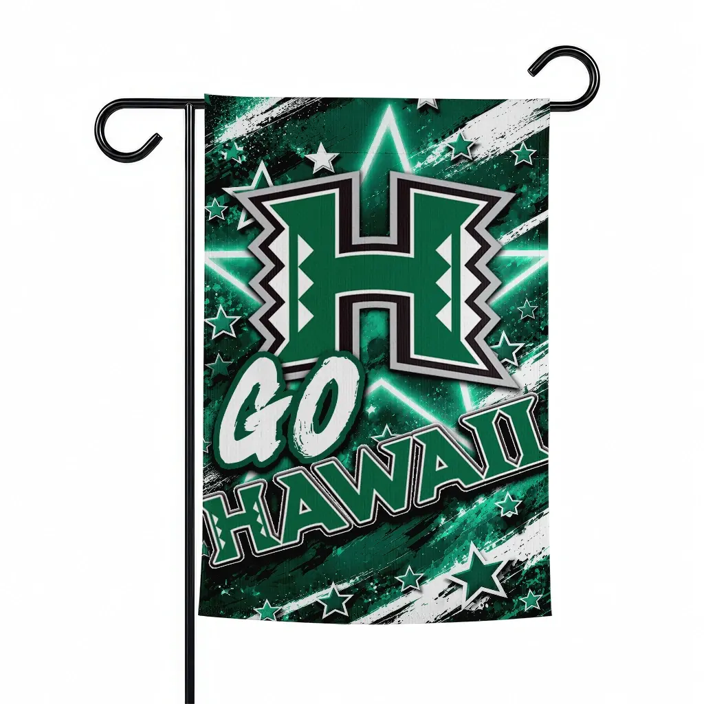 Hawaii Rainbow Warriors Garden Flag Custom Glowing Star Green Best Selling Hawaii Rainbow Warriors Garden Flag Custom Glowing Star Green Best Selling