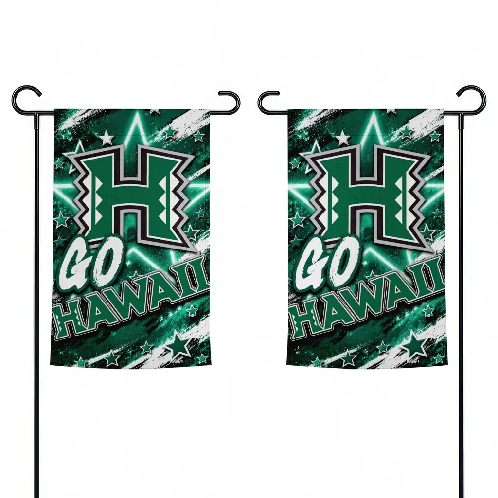 Hawaii Rainbow Warriors Garden Flag Custom Glowing Star Green Fashion Forward Hawaii Rainbow Warriors Garden Flag Custom Glowing Star Green Fashion Forward