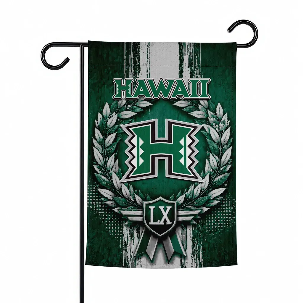 Hawaii Rainbow Warriors Garden Flag Customized Laurel Wreath Green Best Selling Hawaii Rainbow Warriors Garden Flag Customized Laurel Wreath Green Best Selling