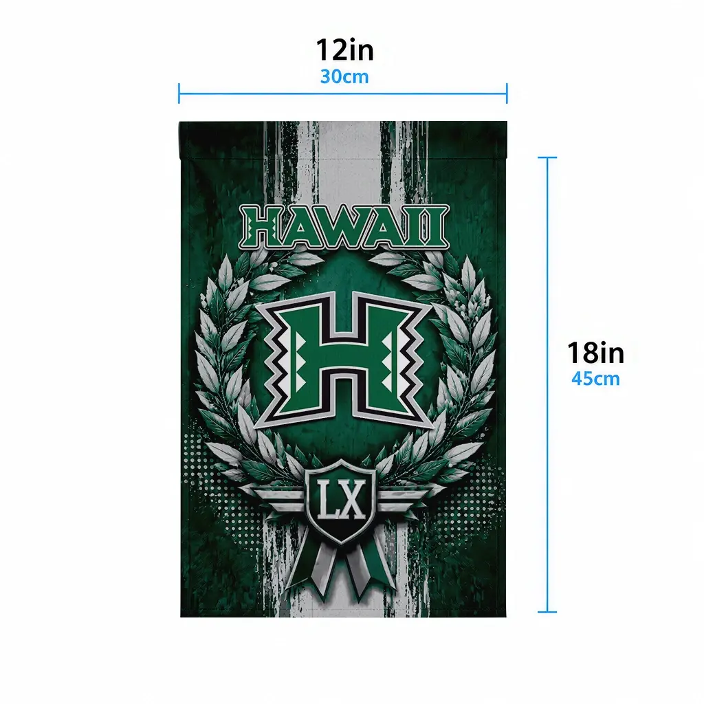 Hawaii Rainbow Warriors Garden Flag Customized Laurel Wreath Green High Quality Hawaii Rainbow Warriors Garden Flag Customized Laurel Wreath Green High Quality