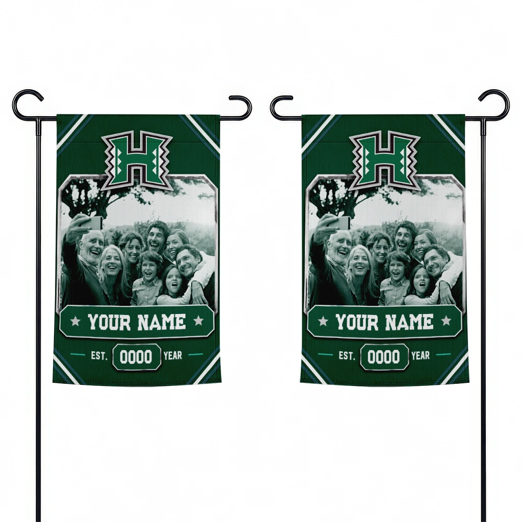 hawaii-rainbow-warriors-garden-flag-customized-photo-frame-green-fashion-forward.webp