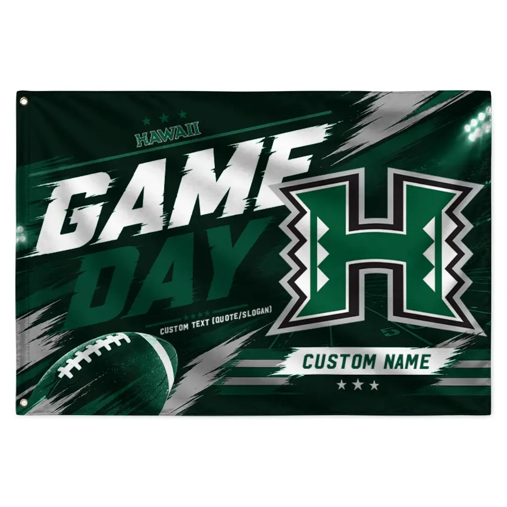 Hawaii Rainbow Warriors House Flag Custom Action Streaks Green Best Selling Hawaii Rainbow Warriors House Flag Custom Action Streaks Green Best Selling