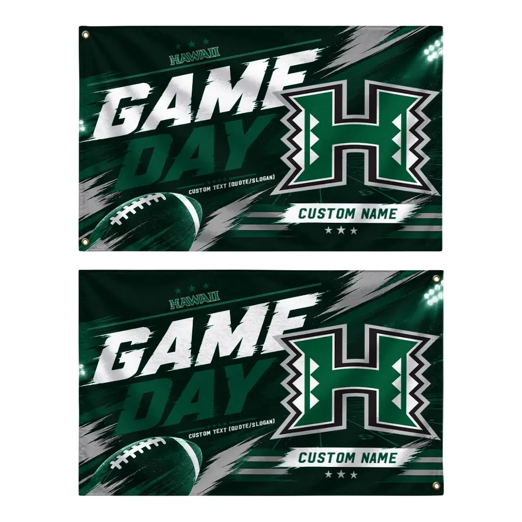 Hawaii Rainbow Warriors House Flag Custom Action Streaks Green Fashion Forward Hawaii Rainbow Warriors House Flag Custom Action Streaks Green Fashion Forward