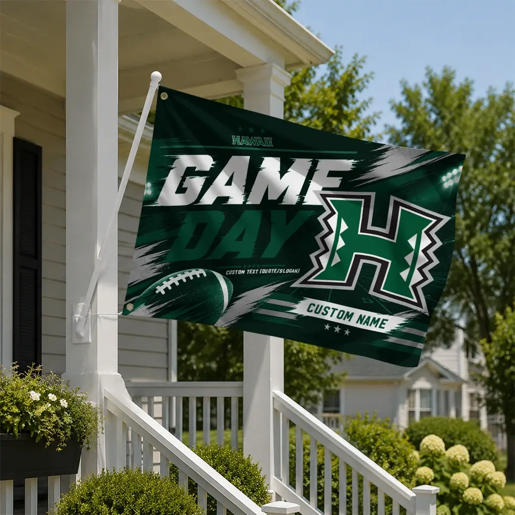 Hawaii Rainbow Warriors House Flag Custom Action Streaks Green New Arrival Hawaii Rainbow Warriors House Flag Custom Action Streaks Green New Arrival