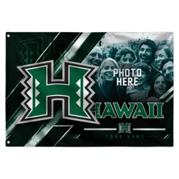 Hawaii Rainbow Warriors House Flag Custom Diagonal Stripes Green Best Selling