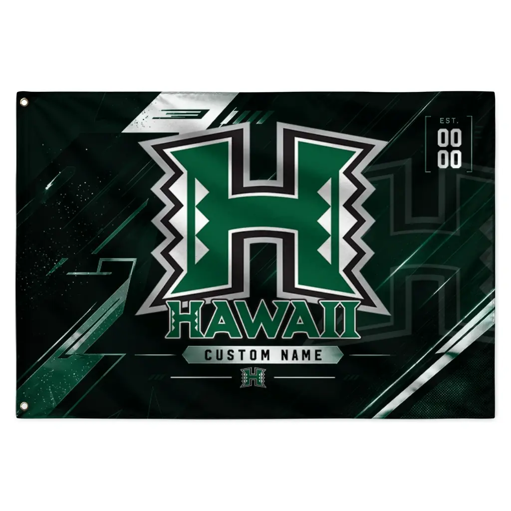 Hawaii Rainbow Warriors House Flag Customized Speed Slashes Green Best Selling Hawaii Rainbow Warriors House Flag Customized Speed Slashes Green Best Selling