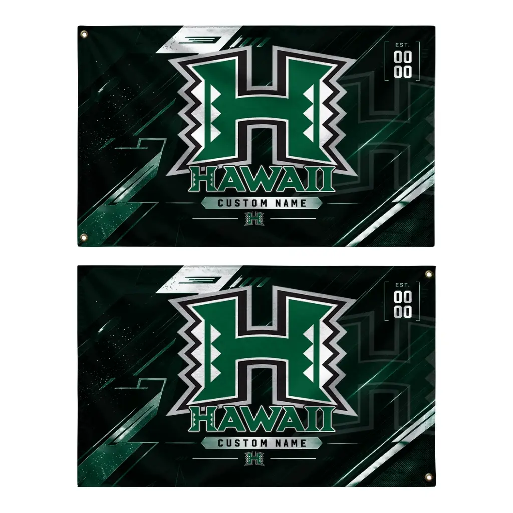 Hawaii Rainbow Warriors House Flag Customized Speed Slashes Green Fashion Forward Hawaii Rainbow Warriors House Flag Customized Speed Slashes Green Fashion Forward