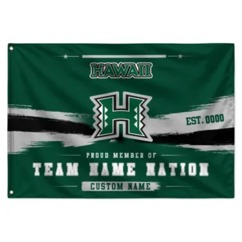 Hawaii Rainbow Warriors House Flag Personalized Brushed Streaks Green Best Selling