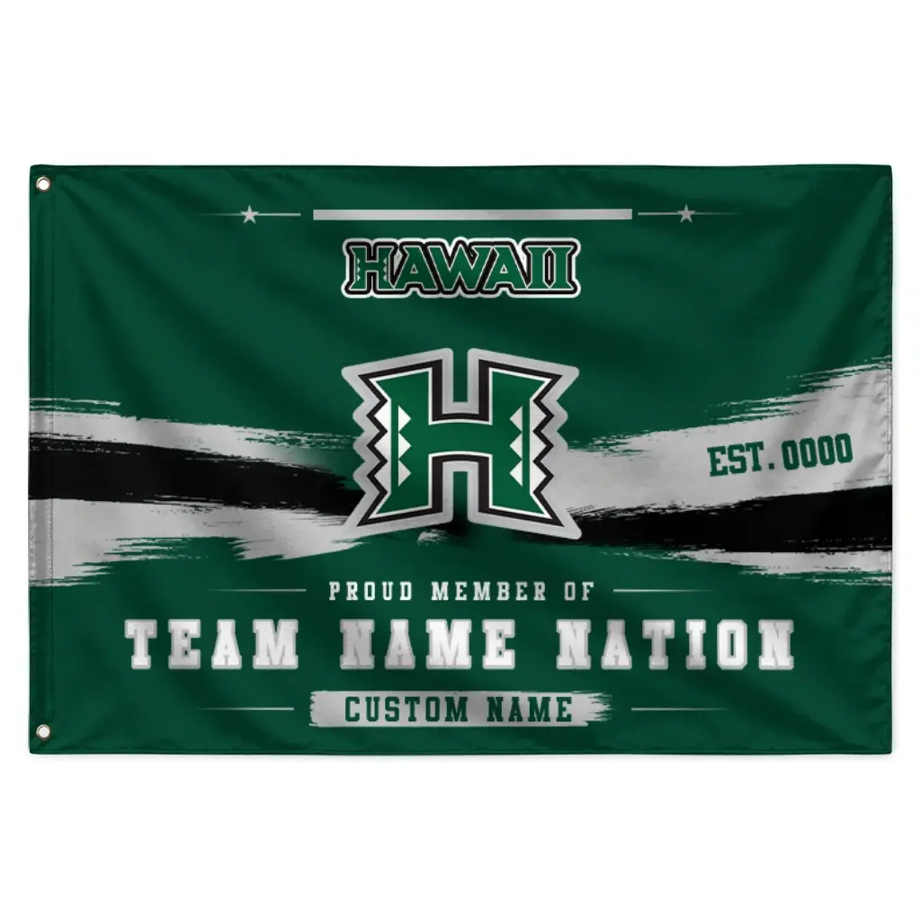 Hawaii Rainbow Warriors House Flag Personalized Brushed Streaks Green Best Selling Hawaii Rainbow Warriors House Flag Personalized Brushed Streaks Green Best Selling
