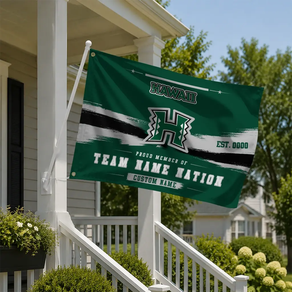 Hawaii Rainbow Warriors House Flag Personalized Brushed Streaks Green New Arrival Hawaii Rainbow Warriors House Flag Personalized Brushed Streaks Green New Arrival