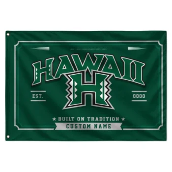Hawaii Rainbow Warriors House Flag Personalized Ornate Border Green Best Selling