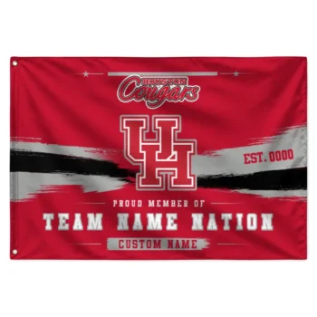 Houston Cougars House Flag Custom Brushed Streaks Red Best Selling
