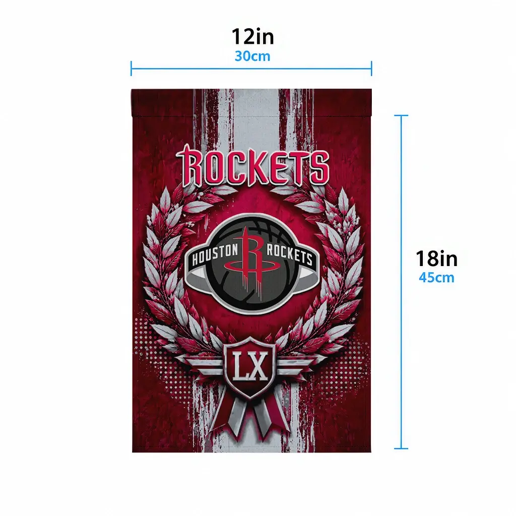 Houston Rockets Garden Flag Customized Laurel Wreath Red High Quality Houston Rockets Garden Flag Customized Laurel Wreath Red High Quality