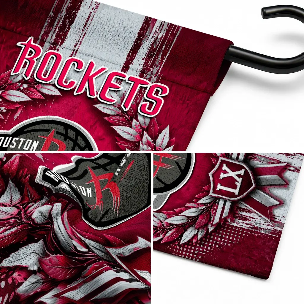 Houston Rockets Garden Flag Customized Laurel Wreath Red Latest Model Houston Rockets Garden Flag Customized Laurel Wreath Red Latest Model