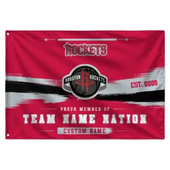 Houston Rockets House Flag Personalized Brushed Streaks Red Best Selling