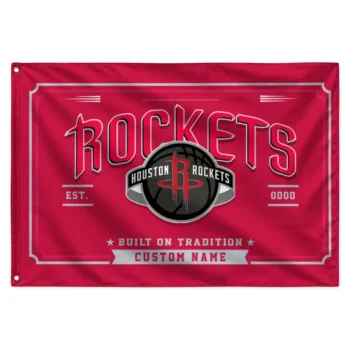 Houston Rockets House Flag Personalized Ornate Border Red Best Selling