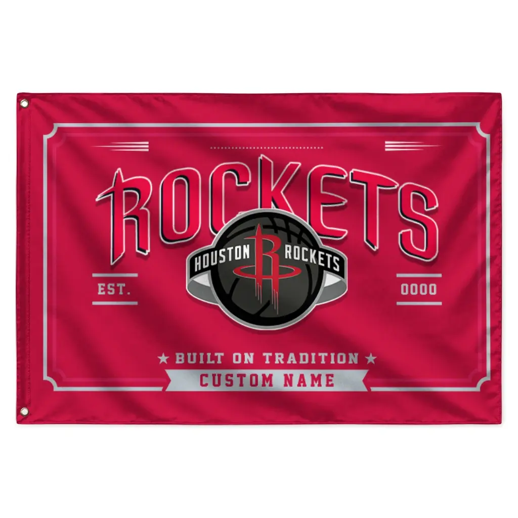 Houston Rockets House Flag Personalized Ornate Border Red Best Selling Houston Rockets House Flag Personalized Ornate Border Red Best Selling