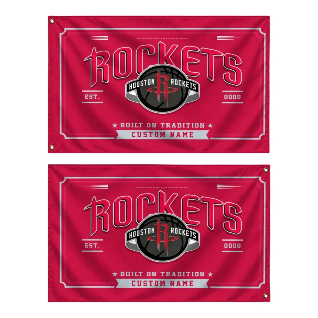 Houston Rockets House Flag Personalized Ornate Border Red Fashion Forward Houston Rockets House Flag Personalized Ornate Border Red Fashion Forward
