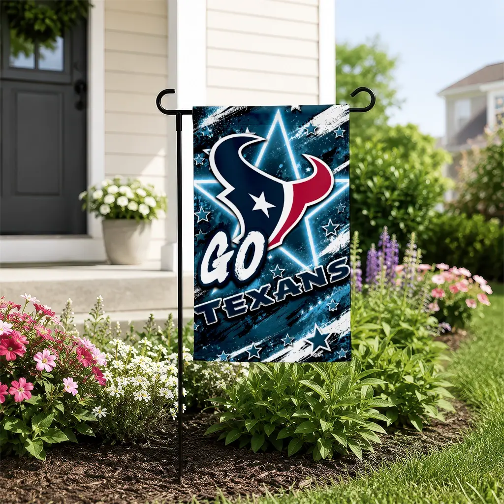 Houston Texans Garden Flag Custom Glowing Star Blue New Arrival Houston Texans Garden Flag Custom Glowing Star Blue New Arrival
