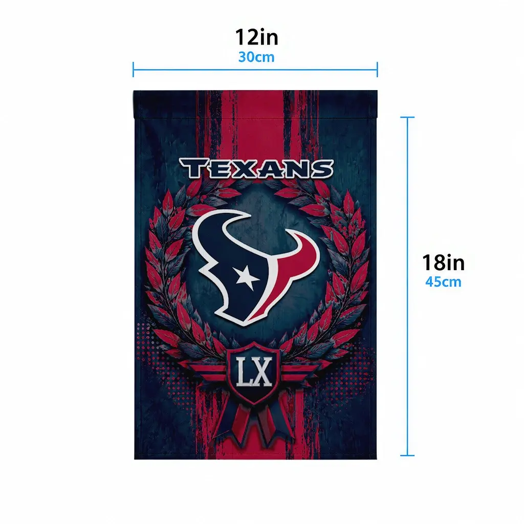 Houston Texans Garden Flag Customized Laurel Wreath Blue High Quality Houston Texans Garden Flag Customized Laurel Wreath Blue High Quality
