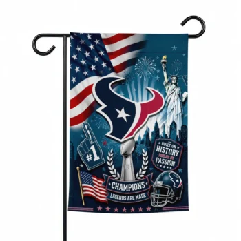 Houston Texans Garden Flag - Personalized Icon Collage Blue