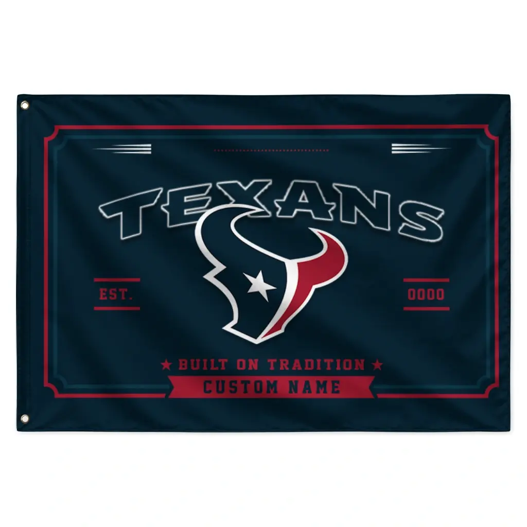 Houston Texans House Flag Personalized Ornate Border Blue Best Selling Houston Texans House Flag Personalized Ornate Border Blue Best Selling