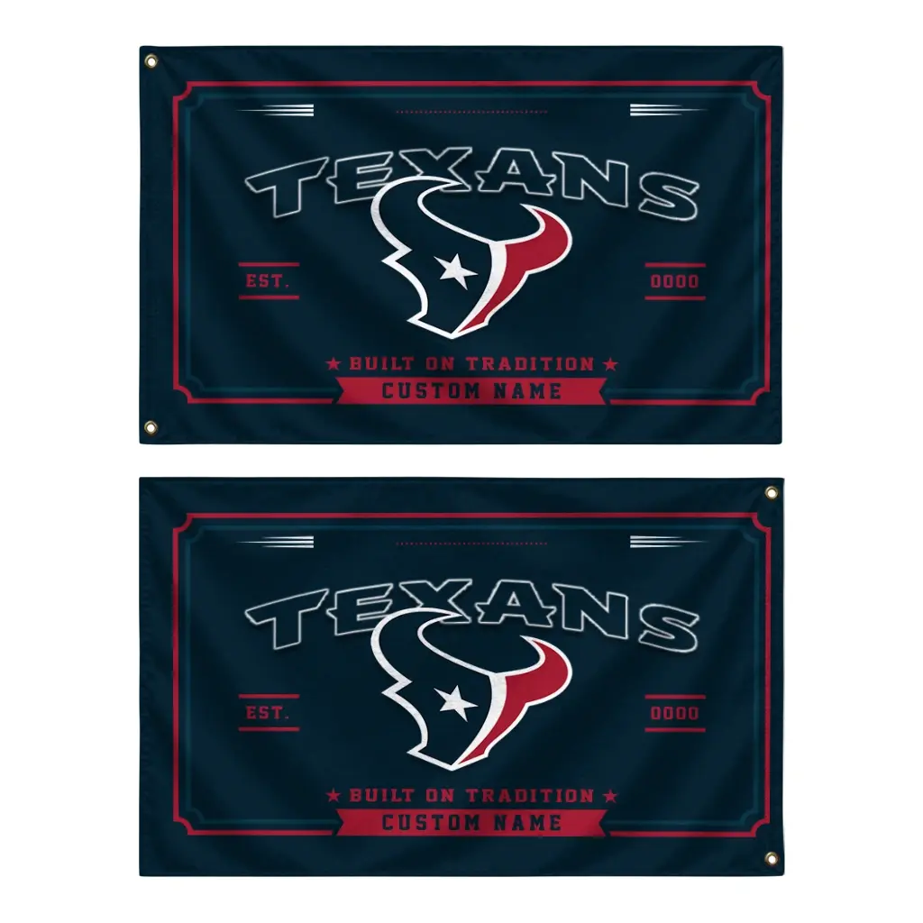 Houston Texans House Flag Personalized Ornate Border Blue Fashion Forward Houston Texans House Flag Personalized Ornate Border Blue Fashion Forward