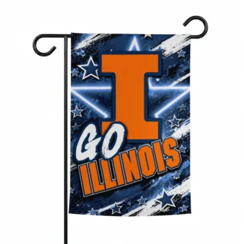 Illinois Fighting Illini Garden Flag Custom Glowing Star Blue Best Selling