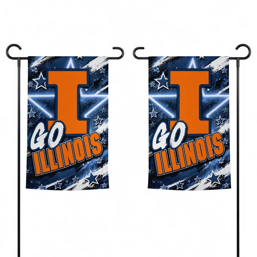 Illinois Fighting Illini Garden Flag Custom Glowing Star Blue Fashion Forward Illinois Fighting Illini Garden Flag Custom Glowing Star Blue Fashion Forward