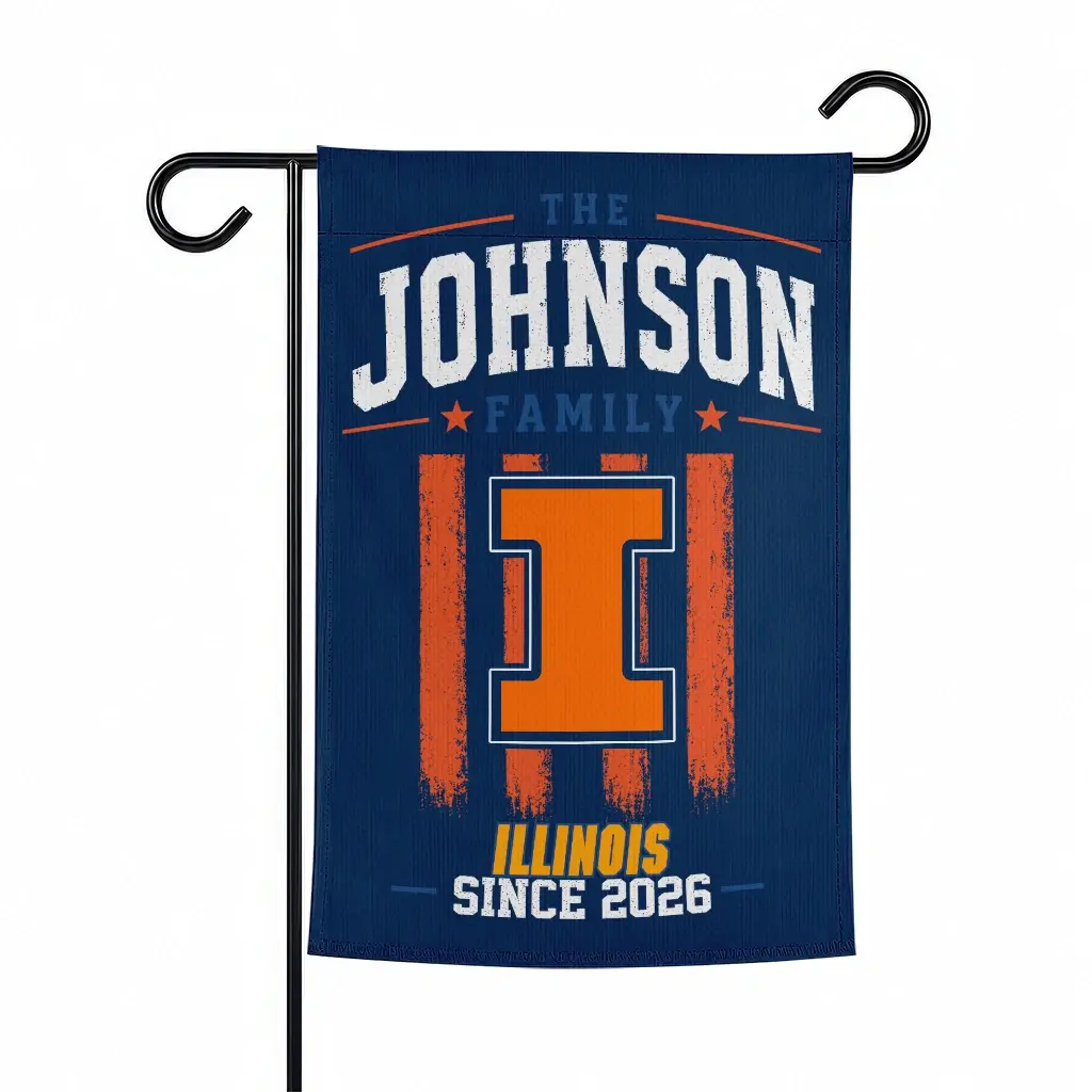 Illinois Fighting Illini Garden Flag Customized Distressed Stripes Blue Best Selling Illinois Fighting Illini Garden Flag Customized Distressed Stripes Blue Best Selling