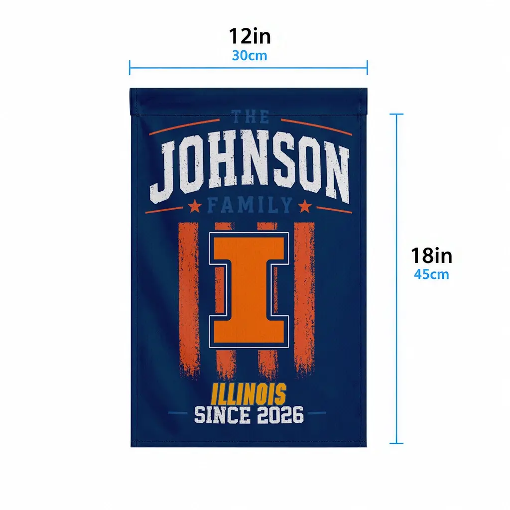 Illinois Fighting Illini Garden Flag Customized Distressed Stripes Blue High Quality Illinois Fighting Illini Garden Flag Customized Distressed Stripes Blue High Quality