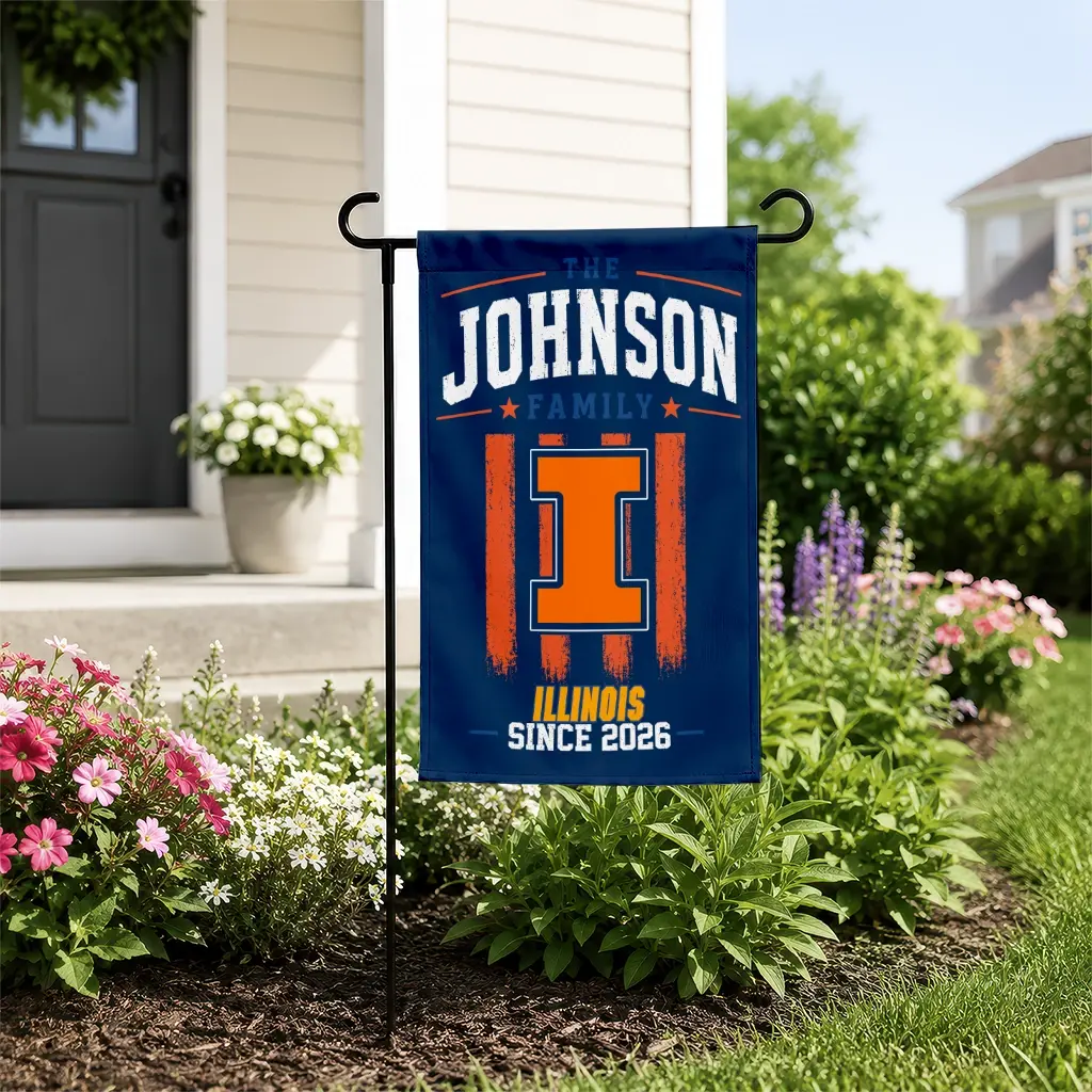 Illinois Fighting Illini Garden Flag Customized Distressed Stripes Blue New Arrival Illinois Fighting Illini Garden Flag Customized Distressed Stripes Blue New Arrival