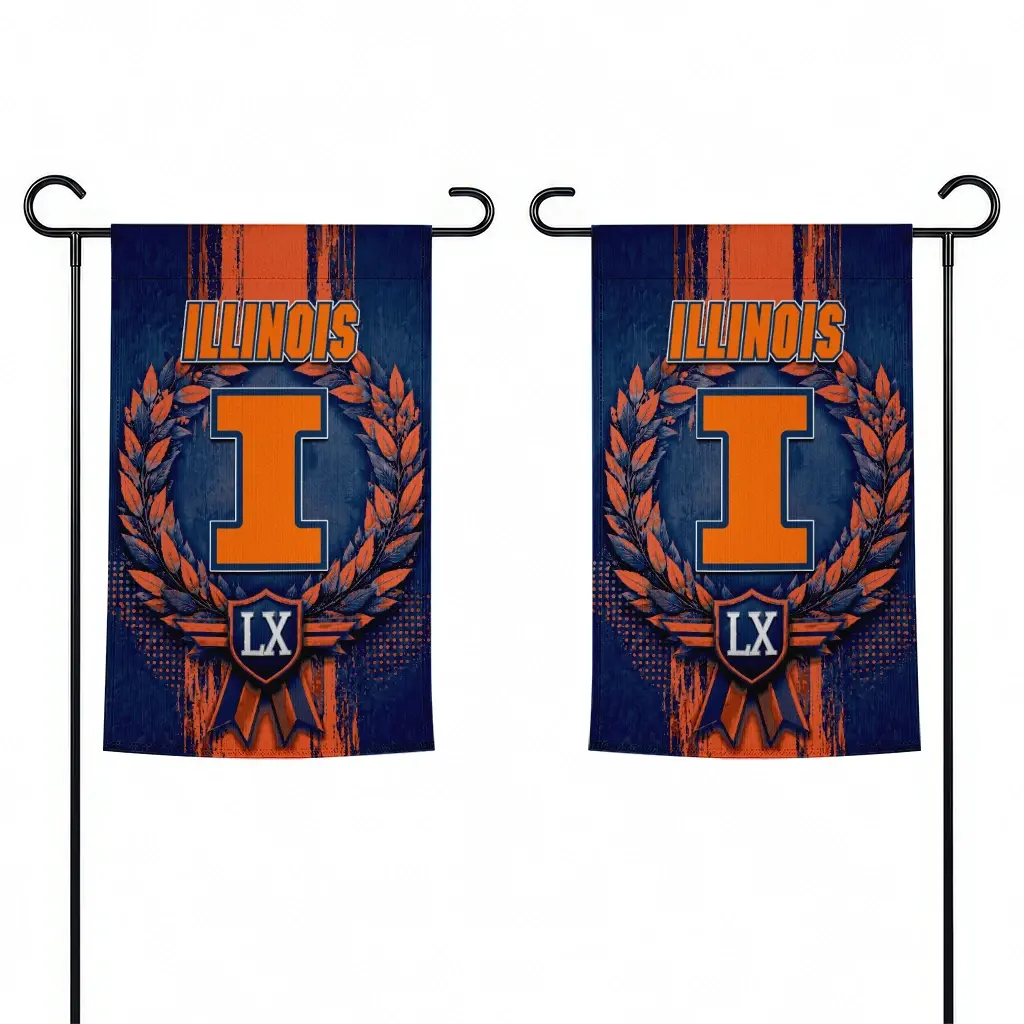 Illinois Fighting Illini Garden Flag Customized Laurel Wreath Blue Fashion Forward Illinois Fighting Illini Garden Flag Customized Laurel Wreath Blue Fashion Forward