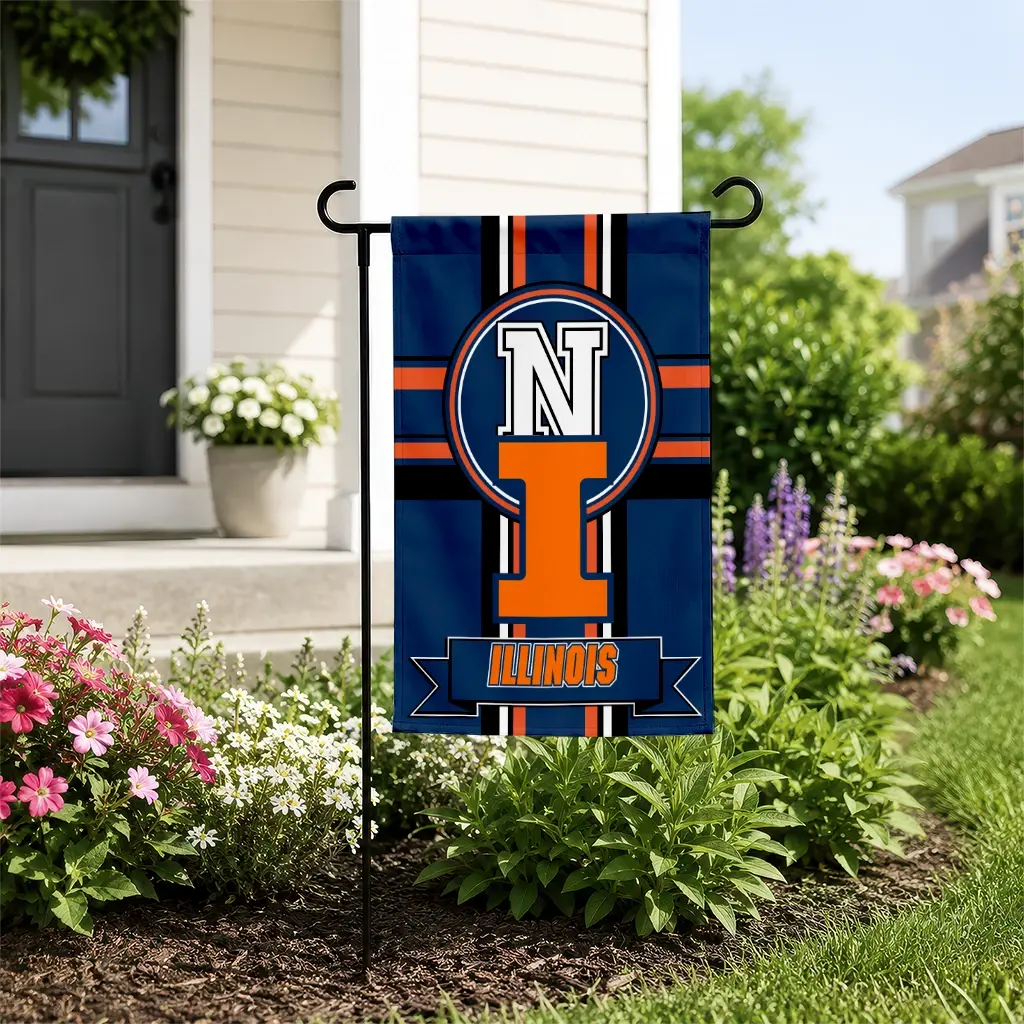 Illinois Fighting Illini Garden Flag Personalized Circle Medallion Blue New Arrival Illinois Fighting Illini Garden Flag Personalized Circle Medallion Blue New Arrival