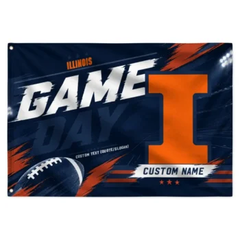 Illinois Fighting Illini House Flag Custom Action Streaks Blue Best Selling
