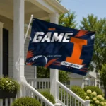 Illinois Fighting Illini House Flag Custom Action Streaks Blue Best Selling