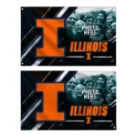 Illinois Fighting Illini House Flag Custom Diagonal Stripes Blue Best Selling