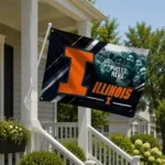 Illinois Fighting Illini House Flag Custom Diagonal Stripes Blue Best Selling