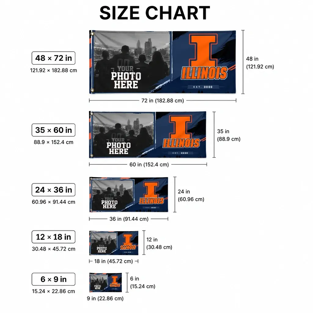 Illinois Fighting Illini House Flag Customized Framed Photo Blue Black High Quality Illinois Fighting Illini House Flag Customized Framed Photo Blue Black High Quality