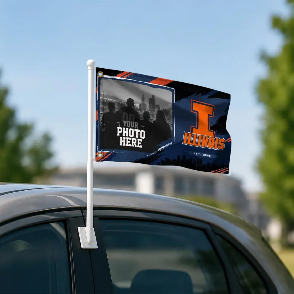 Illinois Fighting Illini House Flag Customized Framed Photo Blue Black Latest Model Illinois Fighting Illini House Flag Customized Framed Photo Blue Black Latest Model