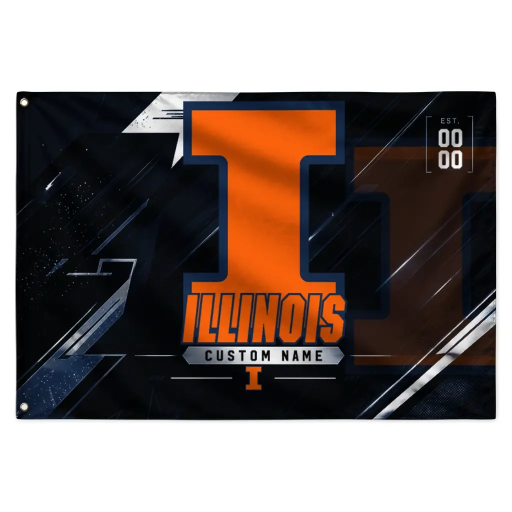 Illinois Fighting Illini House Flag Customized Speed Slashes Blue Best Selling Illinois Fighting Illini House Flag Customized Speed Slashes Blue Best Selling