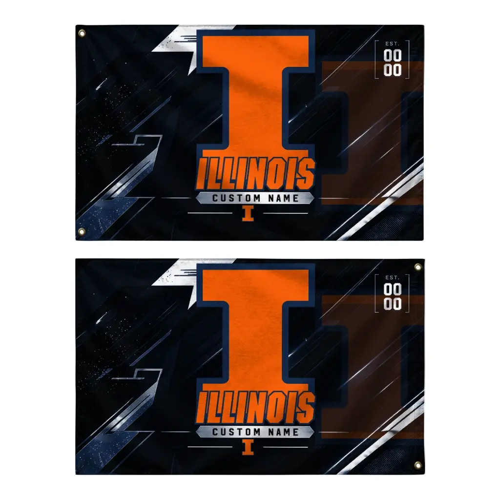 Illinois Fighting Illini House Flag Customized Speed Slashes Blue Fashion Forward Illinois Fighting Illini House Flag Customized Speed Slashes Blue Fashion Forward