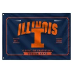 Illinois Fighting Illini House Flag Personalized Ornate Border Blue Best Selling