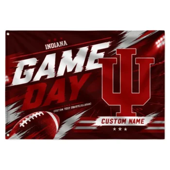Indiana Hoosiers House Flag Personalized Action Streaks Red Best Selling