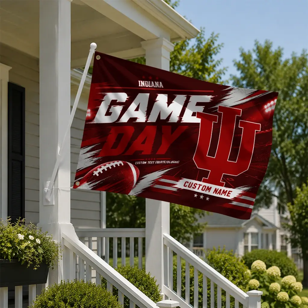 Indiana Hoosiers House Flag Personalized Action Streaks Red New Arrival Indiana Hoosiers House Flag Personalized Action Streaks Red New Arrival