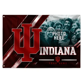 Indiana Hoosiers House Flag Personalized Diagonal Stripes Red Best Selling