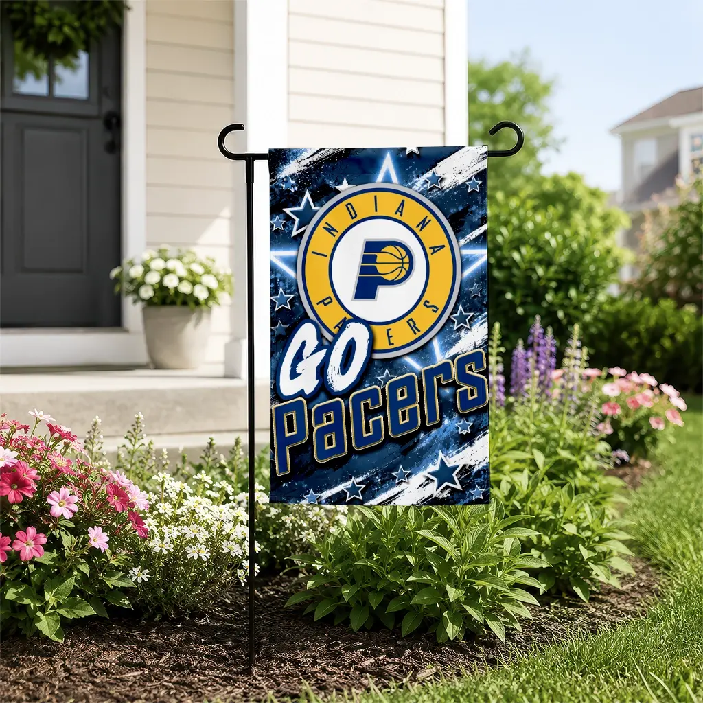 Indiana Pacers Garden Flag Customized Glowing Star Blue New Arrival Indiana Pacers Garden Flag Customized Glowing Star Blue New Arrival