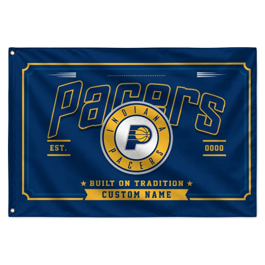 Indiana Pacers House Flag Custom Ornate Border Blue Best Selling Indiana Pacers House Flag Custom Ornate Border Blue Best Selling