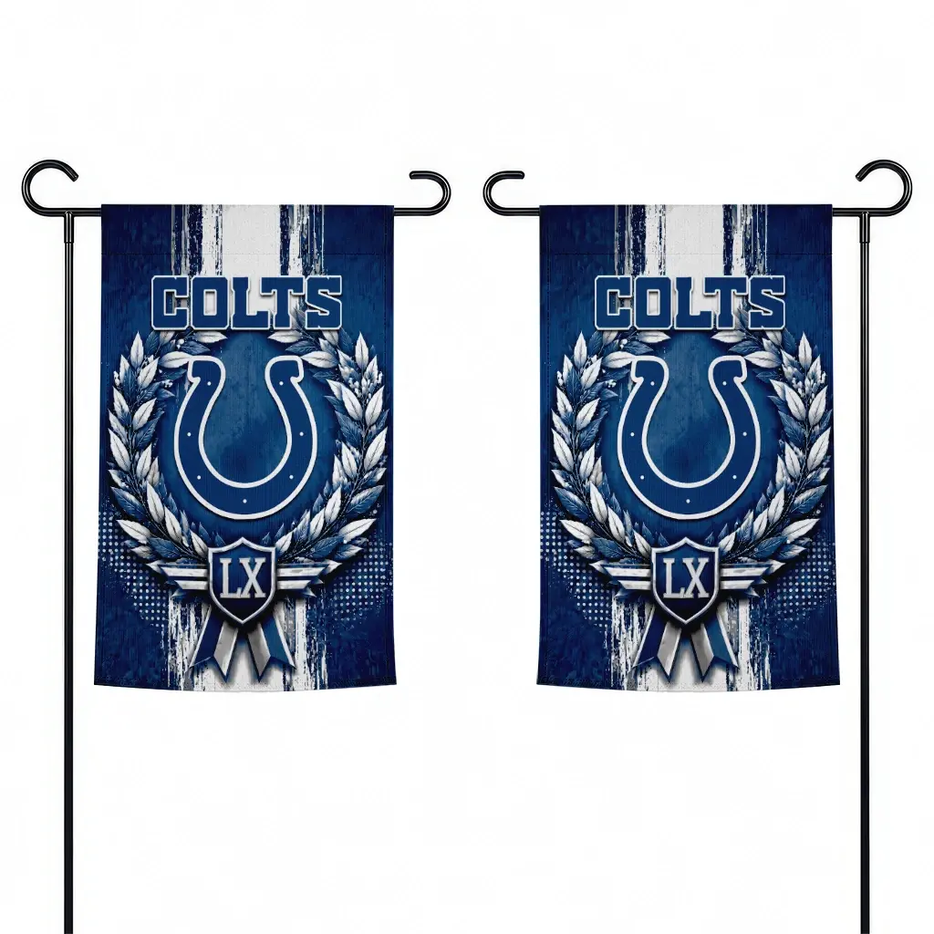 Indianapolis Colts Garden Flag Personalized Laurel Wreath Blue Fashion Forward Indianapolis Colts Garden Flag Personalized Laurel Wreath Blue Fashion Forward